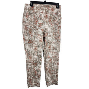 Chico’s Perfect Stretch Women Josie Slim Ankle Pant Classic Pull On Print 10